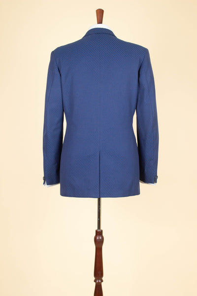SWEDISH 1940S/1950S BLUE TWO PIECE SINGLE BREASTED SUIT WITH STRIPES BY FUNK. SIZE CA EU 46-48