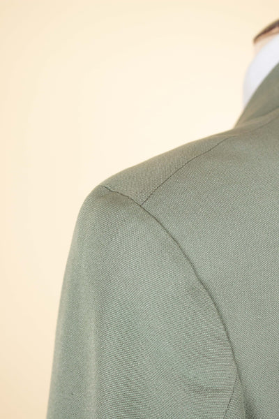 SWEDISH 1940S SAGE-GREEN TWO PIECE SINGLE BREASTED SUIT BY AB ELIT. SIZE CA EU 46 SHORT