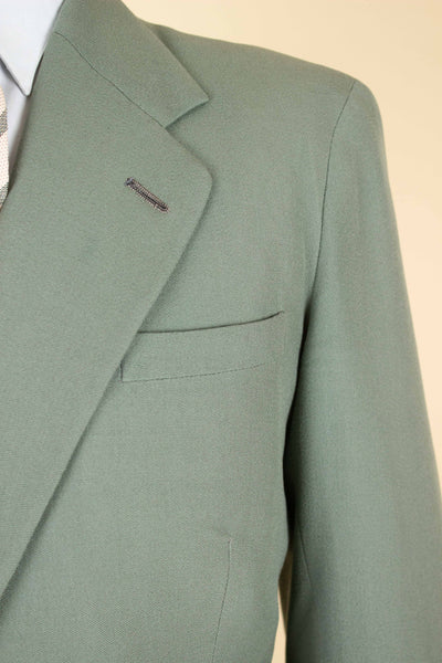 SWEDISH 1940S SAGE-GREEN TWO PIECE SINGLE BREASTED SUIT BY AB ELIT. SIZE CA EU 46 SHORT