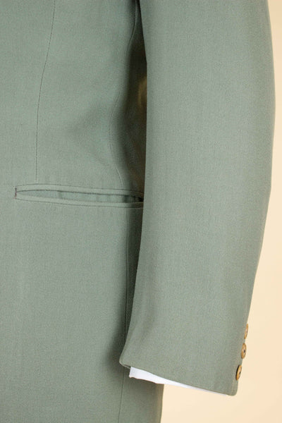 SWEDISH 1940S SAGE-GREEN TWO PIECE SINGLE BREASTED SUIT BY AB ELIT. SIZE CA EU 46 SHORT