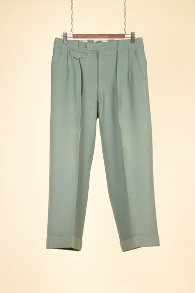 SWEDISH 1940S SAGE-GREEN TWO PIECE SINGLE BREASTED SUIT BY AB ELIT. SIZE CA EU 46 SHORT