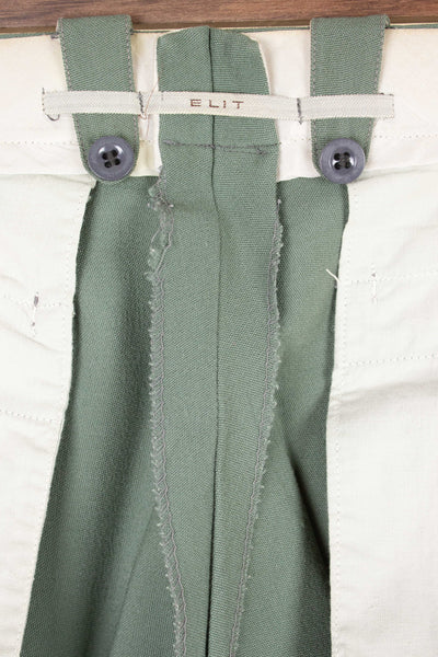 SWEDISH 1940S SAGE-GREEN TWO PIECE SINGLE BREASTED SUIT BY AB ELIT. SIZE CA EU 46 SHORT