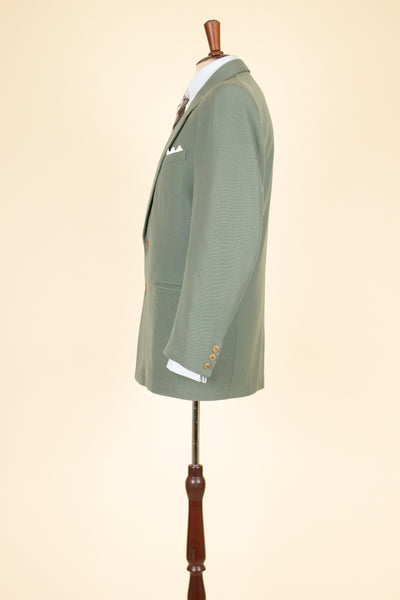 SWEDISH 1940S SAGE-GREEN TWO PIECE SINGLE BREASTED SUIT BY AB ELIT. SIZE CA EU 46 SHORT