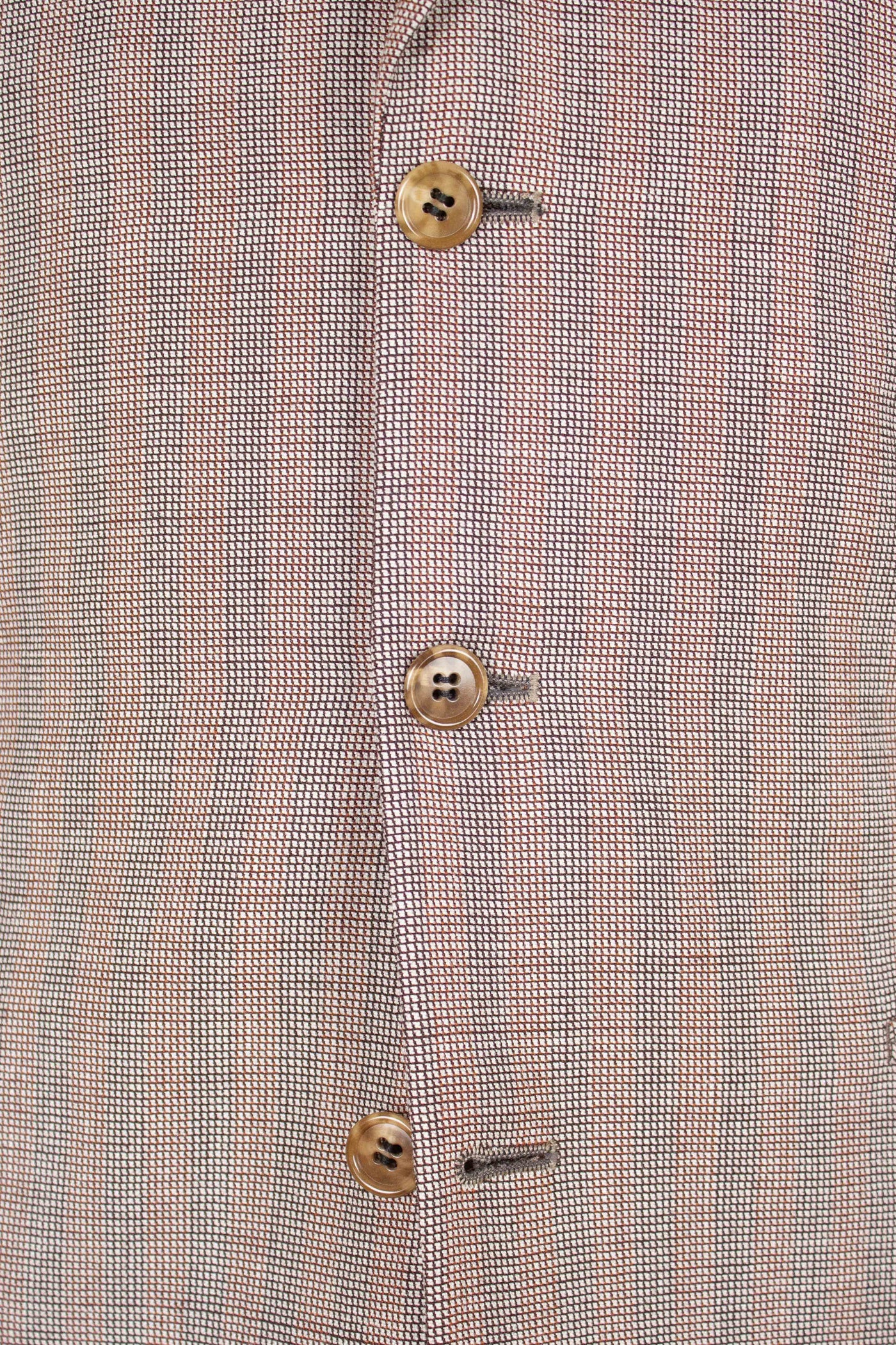 SWEDISH 1940S BROWN STRIPED TWO PIECE DEADSTOCK SINGLE BREASTED SUIT BY ELSON. SIZE CA EU 46