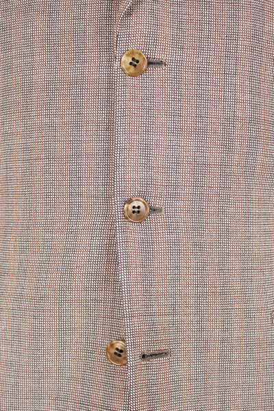 SWEDISH 1940S BROWN STRIPED TWO PIECE DEADSTOCK SINGLE BREASTED SUIT BY ELSON. SIZE CA EU 46
