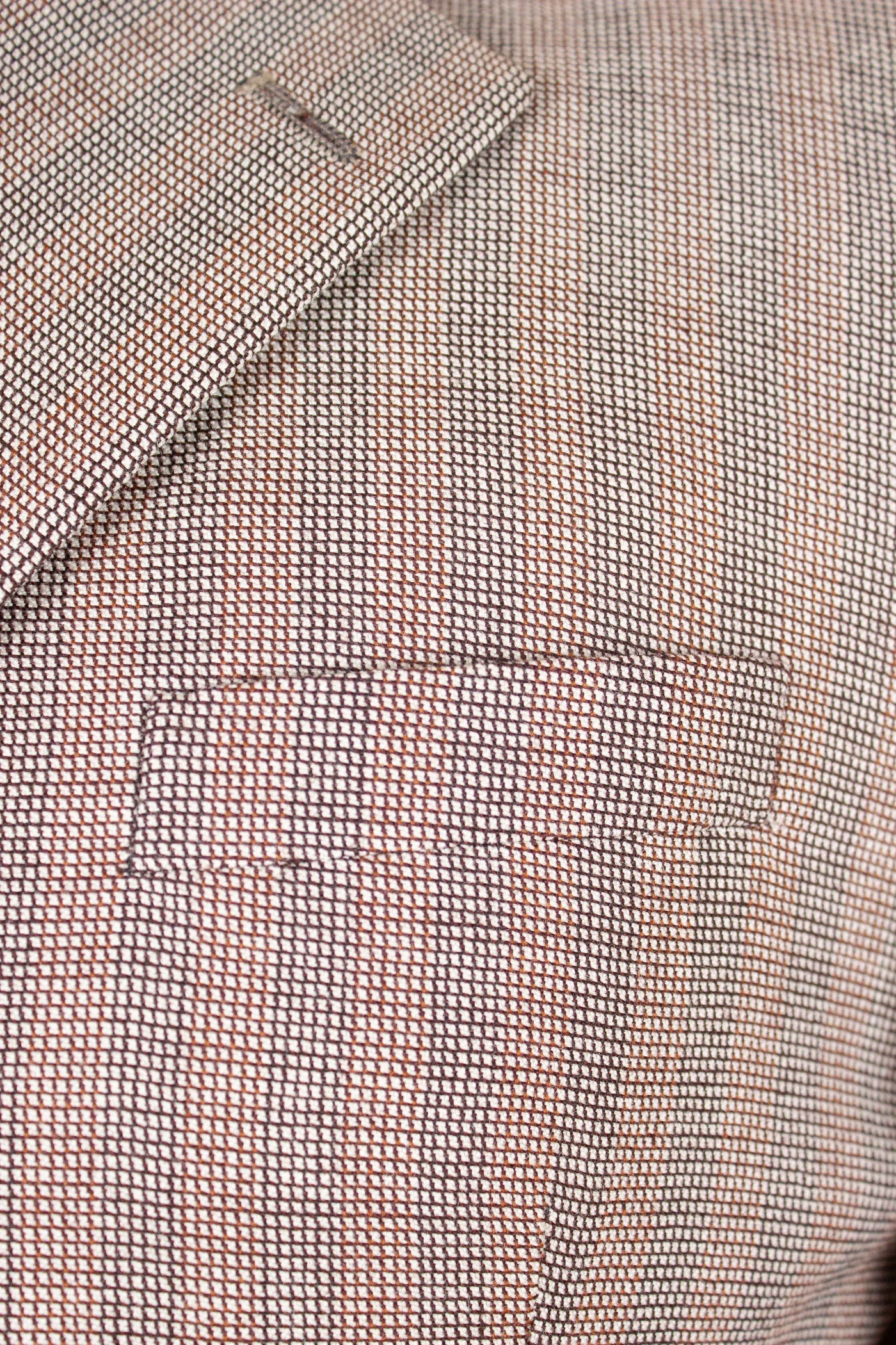 SWEDISH 1940S BROWN STRIPED TWO PIECE DEADSTOCK SINGLE BREASTED SUIT BY ELSON. SIZE CA EU 46