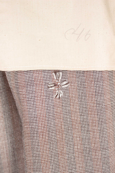 SWEDISH 1940S BROWN STRIPED TWO PIECE DEADSTOCK SINGLE BREASTED SUIT BY ELSON. SIZE CA EU 46