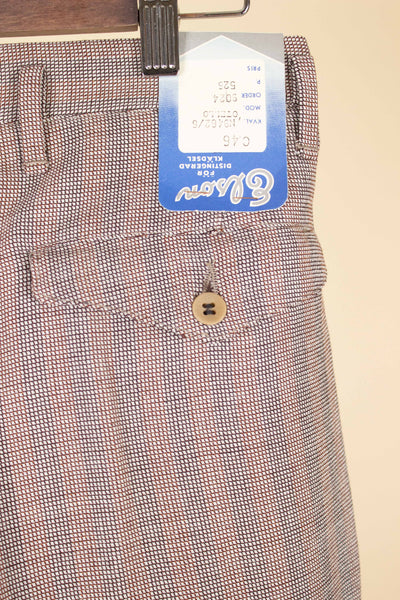 SWEDISH 1940S BROWN STRIPED TWO PIECE DEADSTOCK SINGLE BREASTED SUIT BY ELSON. SIZE CA EU 46