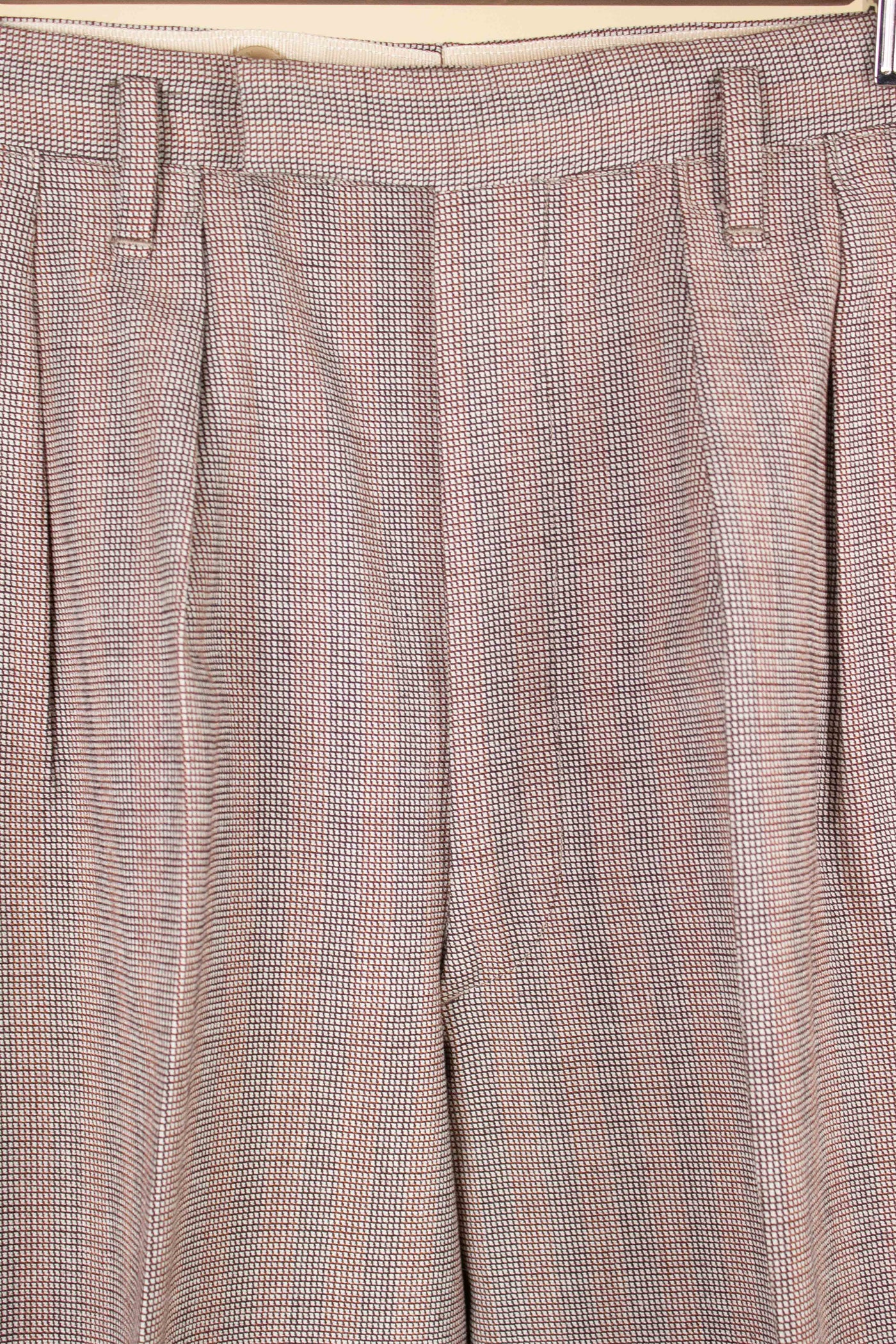 SWEDISH 1940S BROWN STRIPED TWO PIECE DEADSTOCK SINGLE BREASTED SUIT BY ELSON. SIZE CA EU 46