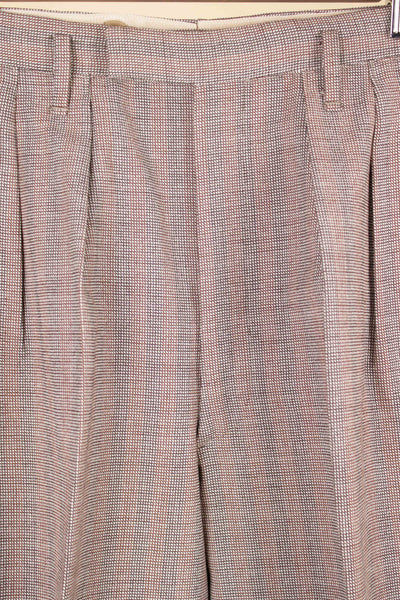 SWEDISH 1940S BROWN STRIPED TWO PIECE DEADSTOCK SINGLE BREASTED SUIT BY ELSON. SIZE CA EU 46