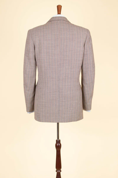 SWEDISH 1940S BROWN STRIPED TWO PIECE DEADSTOCK SINGLE BREASTED SUIT BY ELSON. SIZE CA EU 46