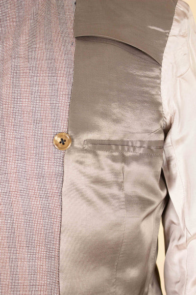 SWEDISH 1940S BROWN STRIPED TWO PIECE DEADSTOCK SINGLE BREASTED SUIT BY ELSON. SIZE CA EU 46