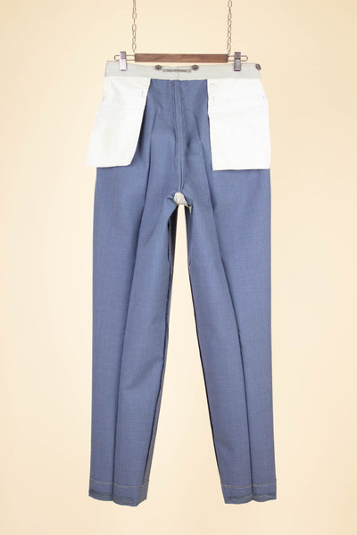 SWEDISH 1940S/1950S LIGHT BLUE TWO PIECE SINGLE BREASTED SUIT BY MASTERHAND. SIZE CA EU 46-48