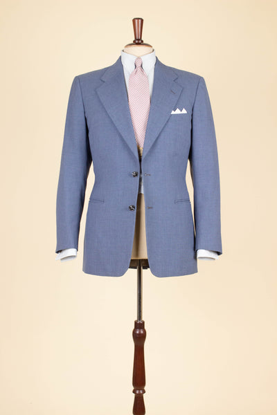 SWEDISH 1940S/1950S LIGHT BLUE TWO PIECE SINGLE BREASTED SUIT BY MASTERHAND. SIZE CA EU 46-48