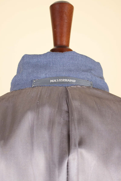SWEDISH 1940S/1950S LIGHT BLUE TWO PIECE SINGLE BREASTED SUIT BY MASTERHAND. SIZE CA EU 46-48