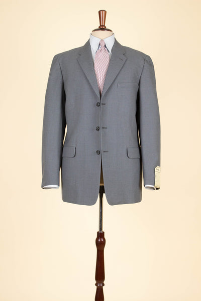 SWEDISH 1950S GREY TWO PIECE SINGLE BREASTED DEADSTOCK SUIT BY SCHLASBERGS. SIZE CA EU 48