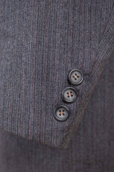 AMERICAN 1958 GREY/RED STRIPED TWO PIECE SINGLE BREASTED SUIT BY BOTANY 500. SIZE CA EU 52