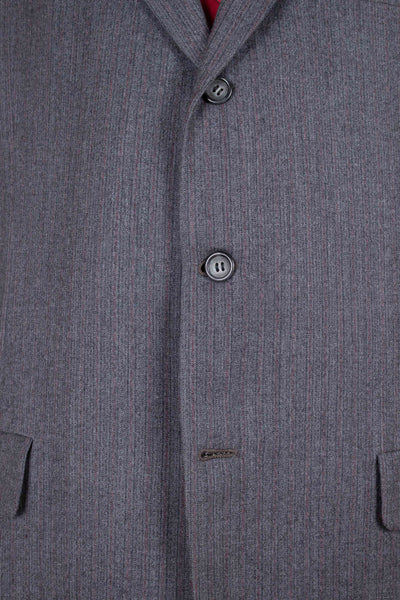 AMERICAN 1958 GREY/RED STRIPED TWO PIECE SINGLE BREASTED SUIT BY BOTANY 500. SIZE CA EU 52