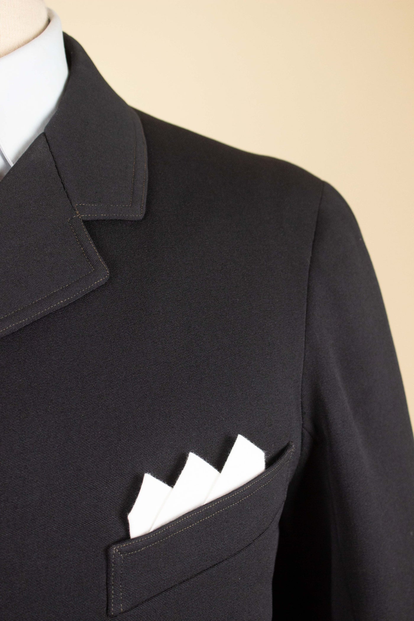 SWEDISH LATE 1800/EARLY 1900 BLACK THREE PIECE SINGLE BREASTED SUIT. SIZE CA EU 46-48