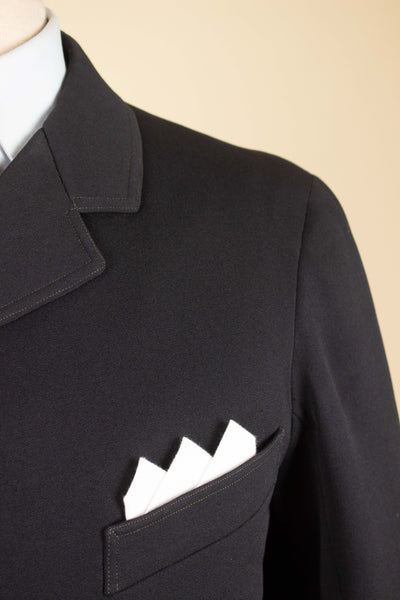SWEDISH LATE 1800/EARLY 1900 BLACK THREE PIECE SINGLE BREASTED SUIT. SIZE CA EU 46-48