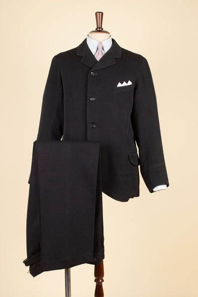 SWEDISH LATE 1800/EARLY 1900 BLACK THREE PIECE SINGLE BREASTED SUIT. SIZE CA EU 46-48