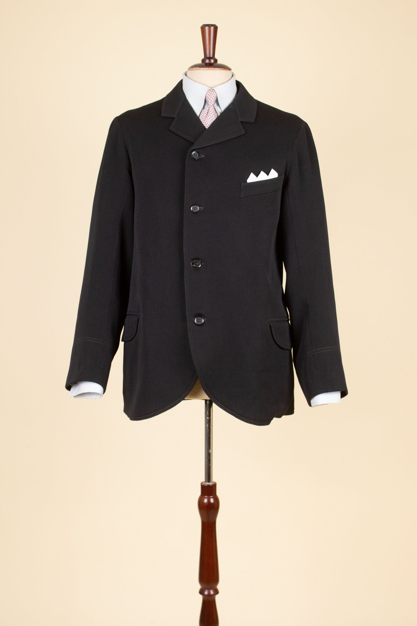 SWEDISH LATE 1800/EARLY 1900 BLACK THREE PIECE SINGLE BREASTED SUIT. SIZE CA EU 46-48