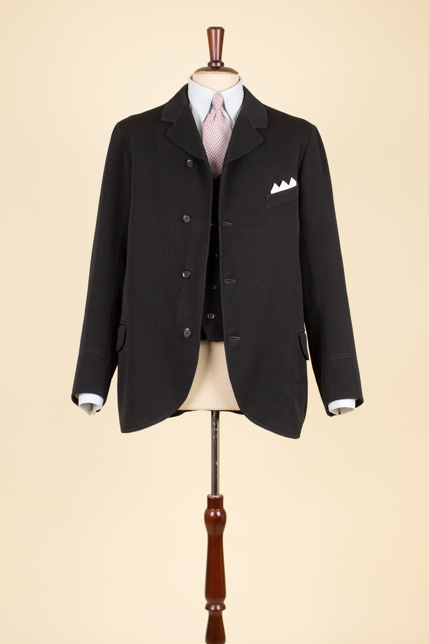 SWEDISH LATE 1800/EARLY 1900 BLACK THREE PIECE SINGLE BREASTED SUIT. SIZE CA EU 46-48