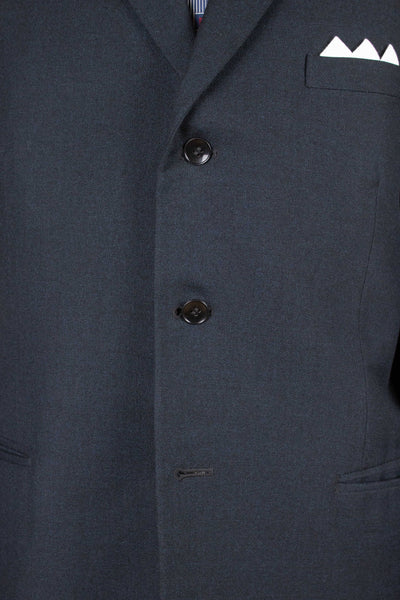 SWEDISH 1950S GREY-BLUE TWO PIECE SINGLE BREASTED SUIT BY STADION. SIZE CA EU 50