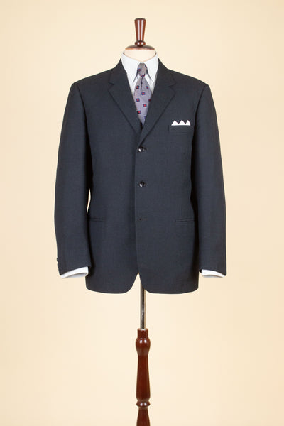 SWEDISH 1950S GREY-BLUE TWO PIECE SINGLE BREASTED SUIT BY STADION. SIZE CA EU 50