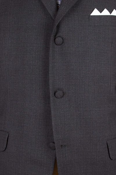 SWEDISH 1960S DARK GREY TWO PIECE SINGE BREASTED SUIT BY ELSON. SIZE CA EU 48