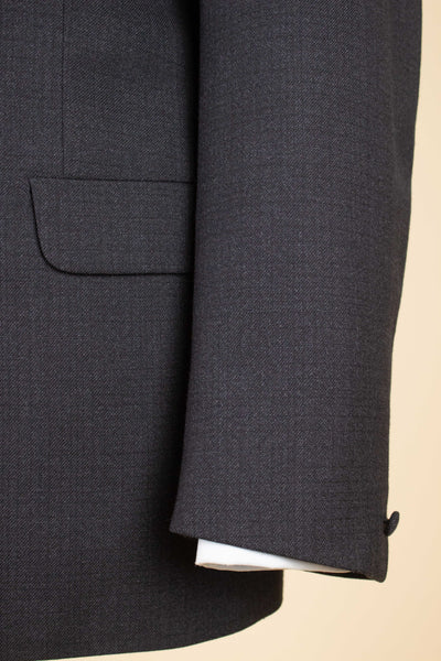SWEDISH 1960S DARK GREY TWO PIECE SINGE BREASTED SUIT BY ELSON. SIZE CA EU 48