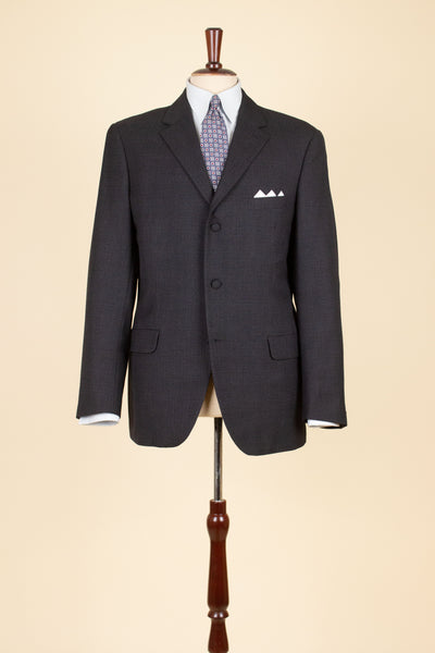 SWEDISH 1960S DARK GREY TWO PIECE SINGE BREASTED SUIT BY ELSON. SIZE CA EU 48