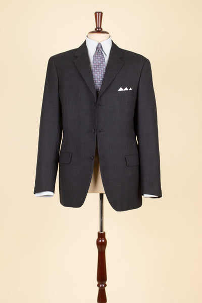 SWEDISH 1960S DARK GREY TWO PIECE SINGE BREASTED SUIT BY ELSON. SIZE CA EU 48