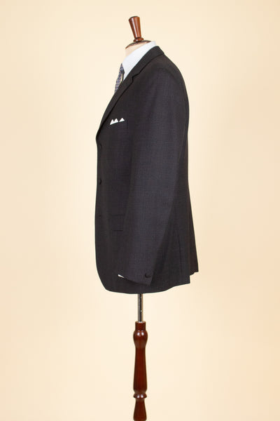 SWEDISH 1960S DARK GREY TWO PIECE SINGE BREASTED SUIT BY ELSON. SIZE CA EU 48