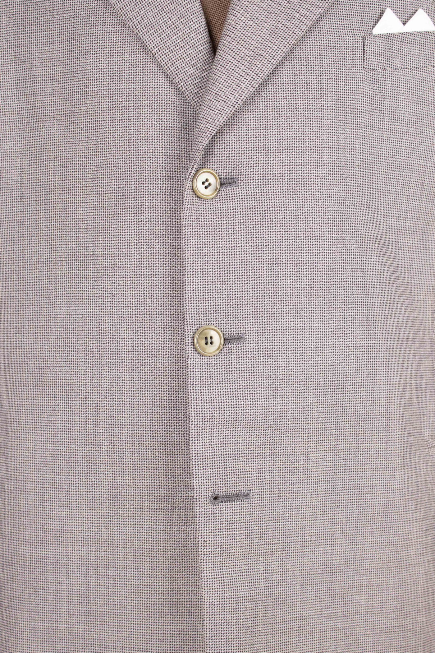 SWEDISH 1940S LIGHT GREY-BEIGE SMALL PATTERNED TWO PIECE SINGLE BREASTED SUIT. SIZE CA EU 54