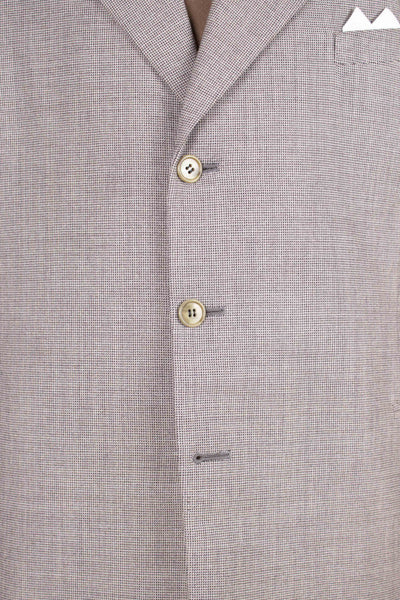 SWEDISH 1940S LIGHT GREY-BEIGE SMALL PATTERNED TWO PIECE SINGLE BREASTED SUIT. SIZE CA EU 54