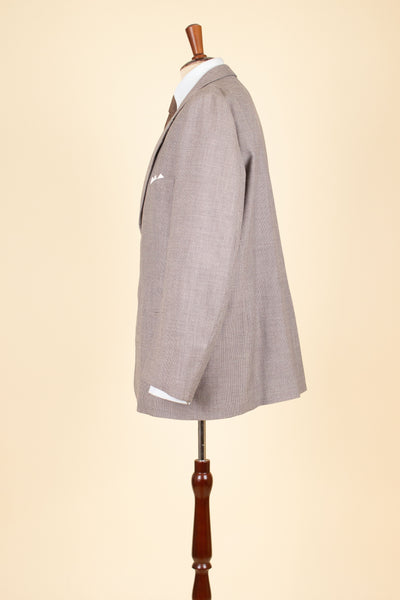 SWEDISH 1940S LIGHT GREY-BEIGE SMALL PATTERNED TWO PIECE SINGLE BREASTED SUIT. SIZE CA EU 54