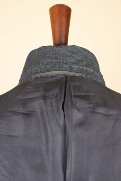 SWEDISH 1950S BLUE-GREEN CHECKERED TWO PIECE SUIT BY ESSGE. SIZE CA EU 50 LONG