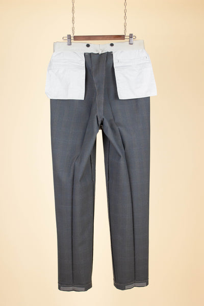 SWEDISH 1950S BLUE-GREEN CHECKERED TWO PIECE SUIT BY ESSGE. SIZE CA EU 50 LONG