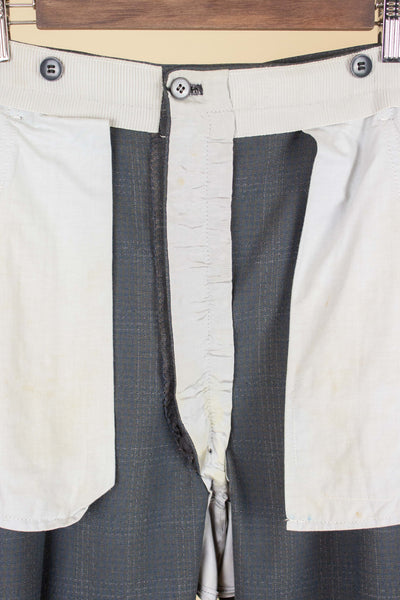 SWEDISH 1950S BLUE-GREEN CHECKERED TWO PIECE SUIT BY ESSGE. SIZE CA EU 50 LONG