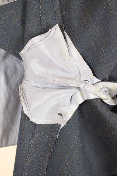 SWEDISH 1950S BLUE-GREEN CHECKERED TWO PIECE SUIT BY ESSGE. SIZE CA EU 50 LONG