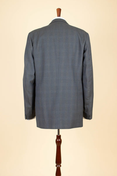 SWEDISH 1950S BLUE-GREEN CHECKERED TWO PIECE SUIT BY ESSGE. SIZE CA EU 50 LONG