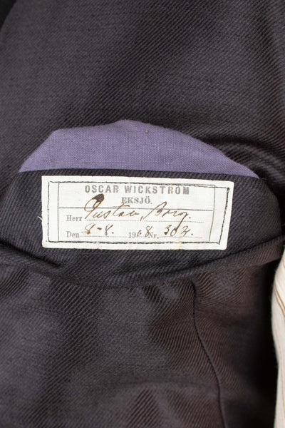 SWEDISH BLACK 1908 BESPOKE SINGLE BREASTED FROCK COAT SET. SIZE CA EU 44