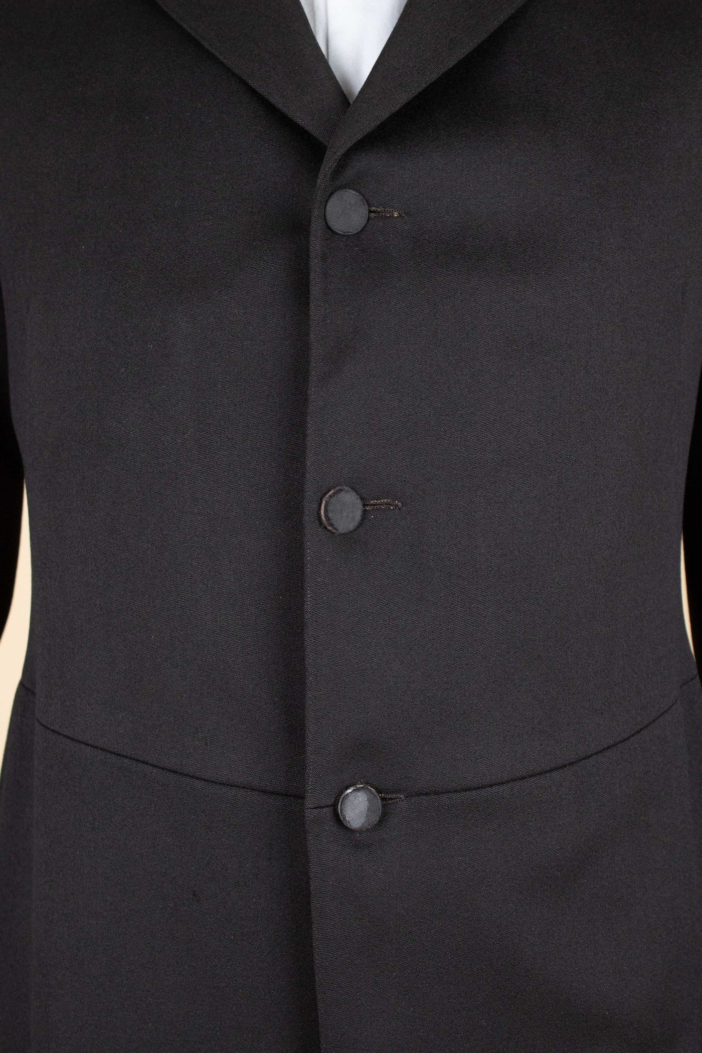SWEDISH BLACK 1908 BESPOKE SINGLE BREASTED FROCK COAT SET. SIZE CA EU 44