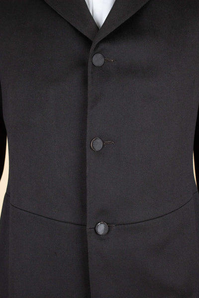 SWEDISH BLACK 1908 BESPOKE SINGLE BREASTED FROCK COAT SET. SIZE CA EU 44