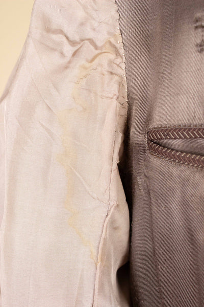 SWEDISH 1940S BROWN STRIPED SINGLE BREASTED SUIT BY ÖRNKLÄDER. SIZE CA EU 46-48