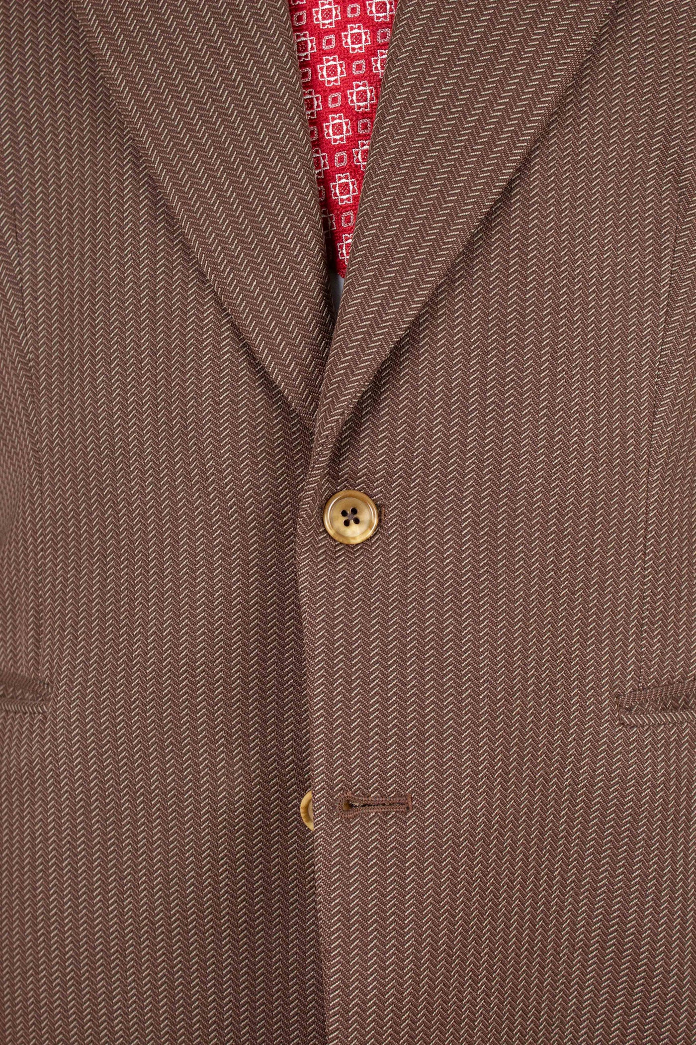SWEDISH 1940S BROWN STRIPED SINGLE BREASTED SUIT BY ÖRNKLÄDER. SIZE CA EU 46-48