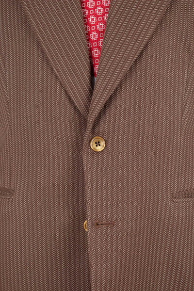 SWEDISH 1940S BROWN STRIPED SINGLE BREASTED SUIT BY ÖRNKLÄDER. SIZE CA EU 46-48