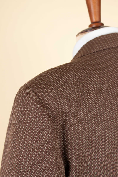 SWEDISH 1940S BROWN STRIPED SINGLE BREASTED SUIT BY ÖRNKLÄDER. SIZE CA EU 46-48