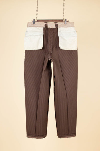SWEDISH 1940S BROWN STRIPED SINGLE BREASTED SUIT BY ÖRNKLÄDER. SIZE CA EU 46-48
